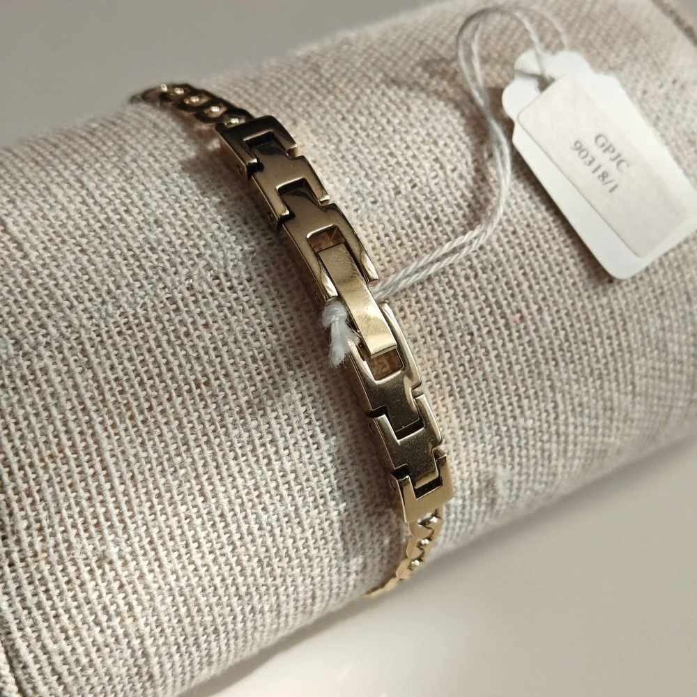 Gold Tone Fruit Charm Bracelet‎ Pave Crystal Watermelon Lemon Grapes Curb Chain